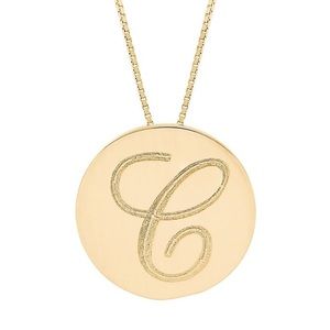 14K Gold Initial C Pendant With 14K Gold 18”chain